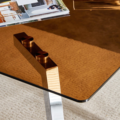 Brown Glass Modern Dining Table Set