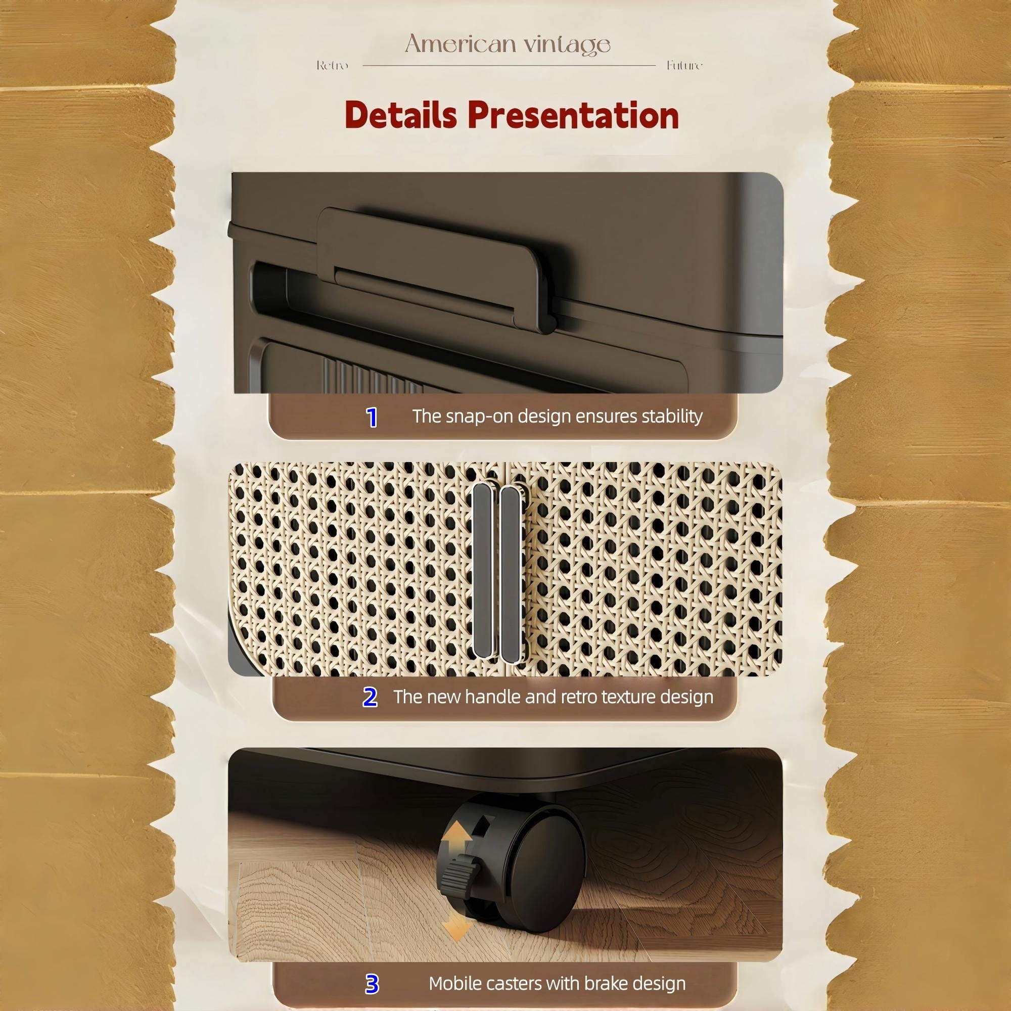 Retro Brown, 20' Side Wide Folding Storage Cabinet ,4 Tiers,19.69'×11.81'×40.55',Collapsible Storage Bins with Magnetic Door, Plastic Storage Cabinet with Wheels