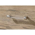 Sarai Brown Nightstand with Spacious Drawers and Acrylic Handles in Rubber Wood, Brown Finish Nightstands