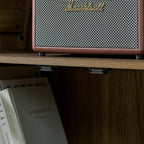 A high arched storage cabinet with a lamp, a modern retro-style wooden storage cabinet with adjustable glass partitions, suitable for use as a multi-functional cabinet in kitchens-Brown Food Pantry