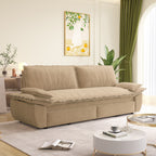 73.2' Queen Pull Out Sofa Bed,3-in-1 Convertible Sleeper Sofa,Multi-Functional Corduroy Loveseat Bed,Camel Sofa
