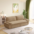 73.2' Queen Pull Out Sofa Bed,3-in-1 Convertible Sleeper Sofa,Multi-Functional Corduroy Loveseat Bed,Camel Sofa
