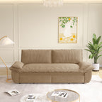 73.2' Queen Pull Out Sofa Bed,3-in-1 Convertible Sleeper Sofa,Multi-Functional Corduroy Loveseat Bed,Camel Sofa