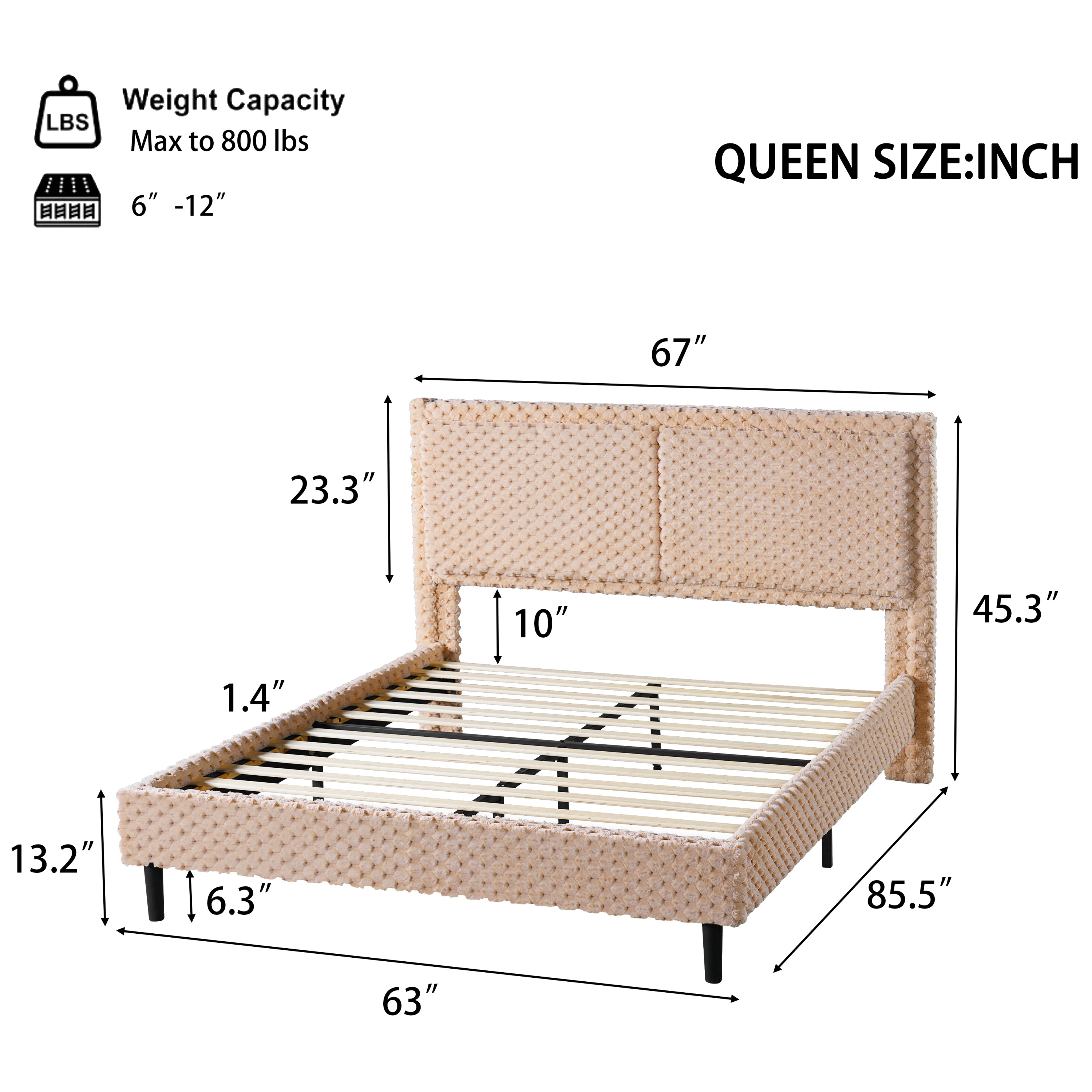 Simple Modern Camel Plush Soft Bed Comfortable Backrest Bedroom Bed,Queen Bed Frame