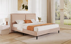Simple Modern Camel Plush Soft Bed Comfortable Backrest Bedroom Bed,Queen Bed Frame