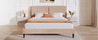 Simple Modern Camel Plush Soft Bed Comfortable Backrest Bedroom Bed,Queen Bed Frame