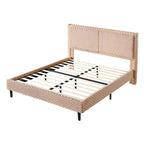 Simple Modern Camel Plush Soft Bed Comfortable Backrest Bedroom Bed,Queen Bed Frame