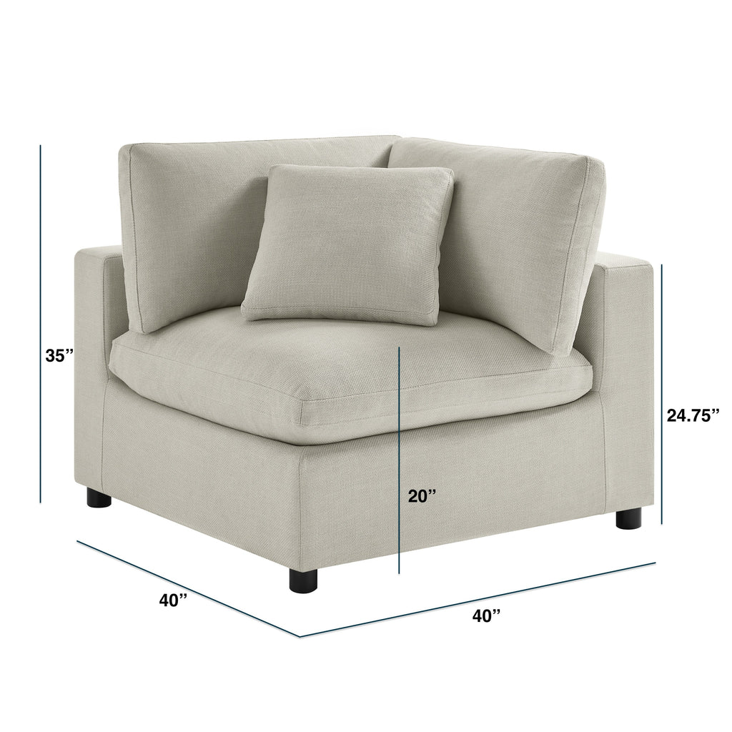 Cassandra Modular 2-Piece Sofa in Beige with Polyester Fabric Sectional Sofa