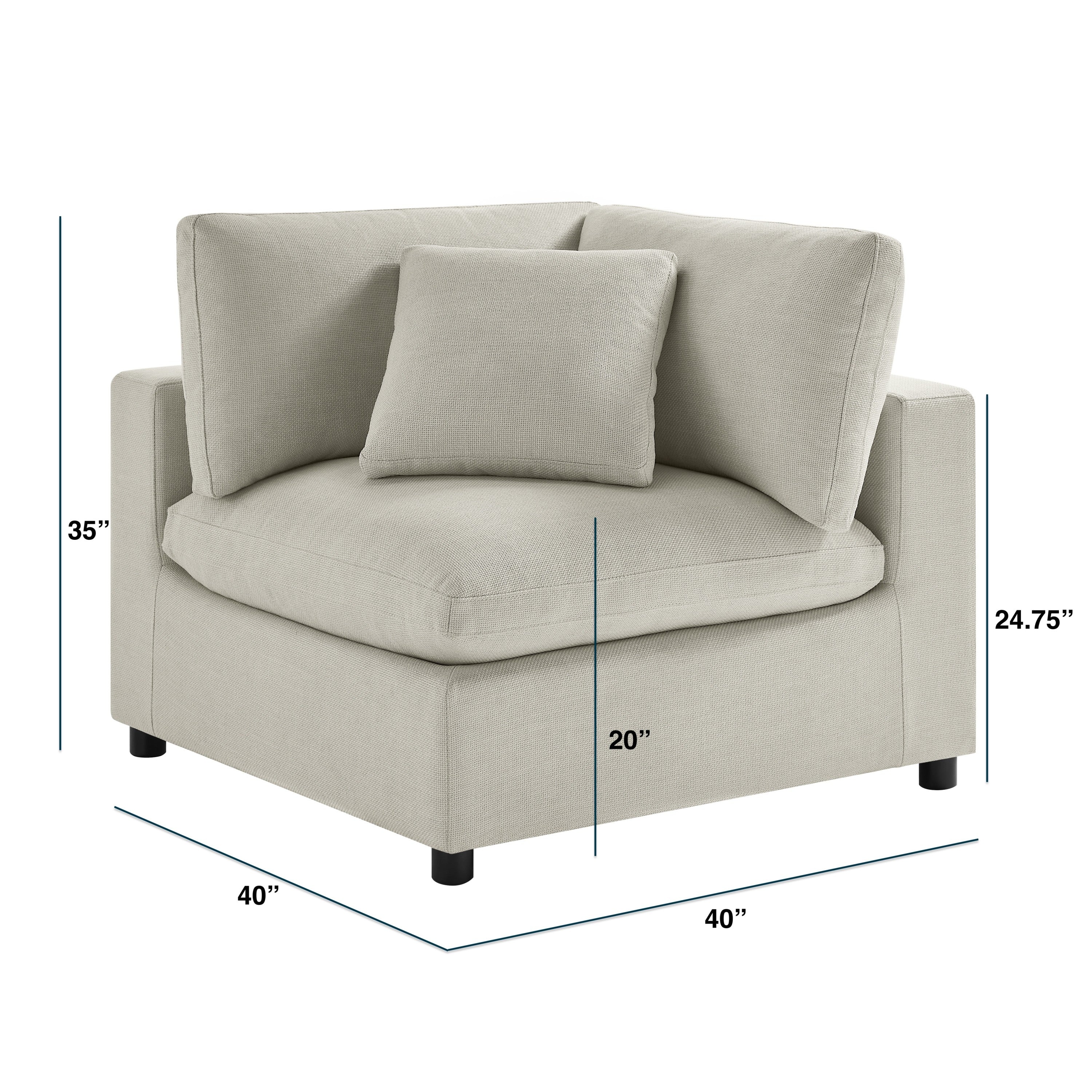 Cassandra Modular 2-Piece Sofa in Beige with Polyester Fabric Sectional Sofa
