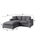 Cassandra Modular 3-piece Chofa - Charcoal Sectional Sofa