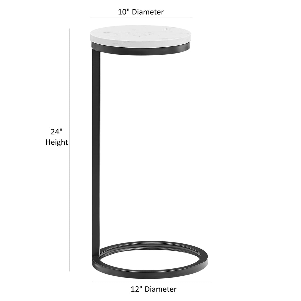 Cerro Round Metal Accent Table with Marble Top