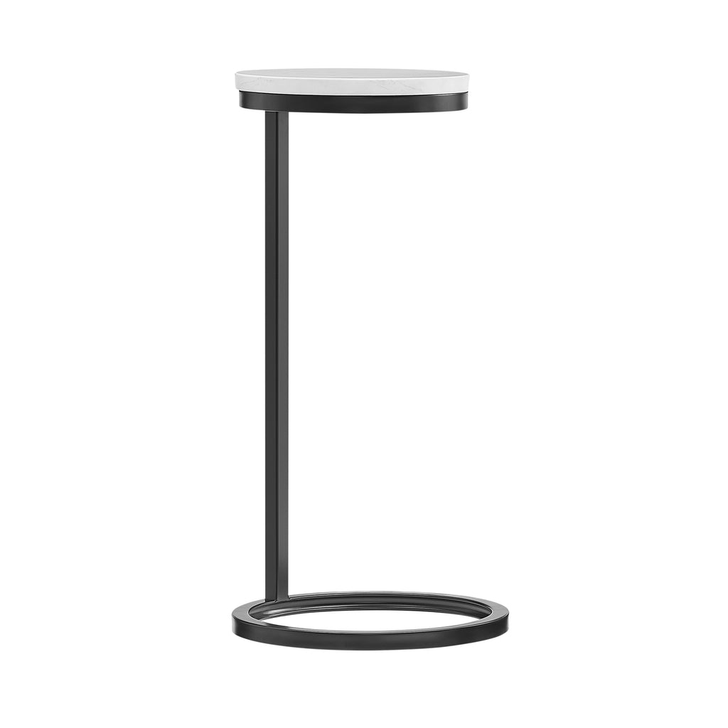 Cerro Round Metal Accent Table with Marble Top