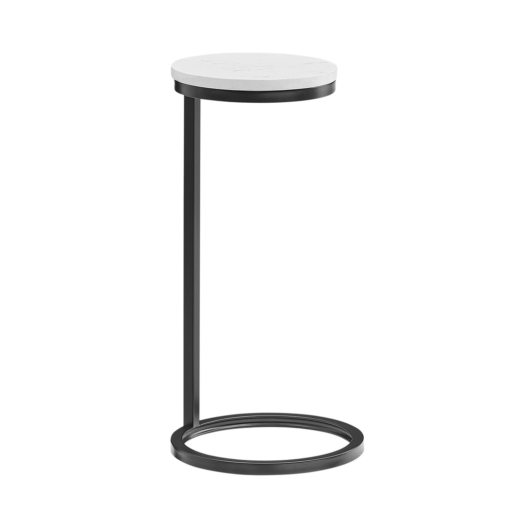Cerro Round Metal Accent Table with Marble Top