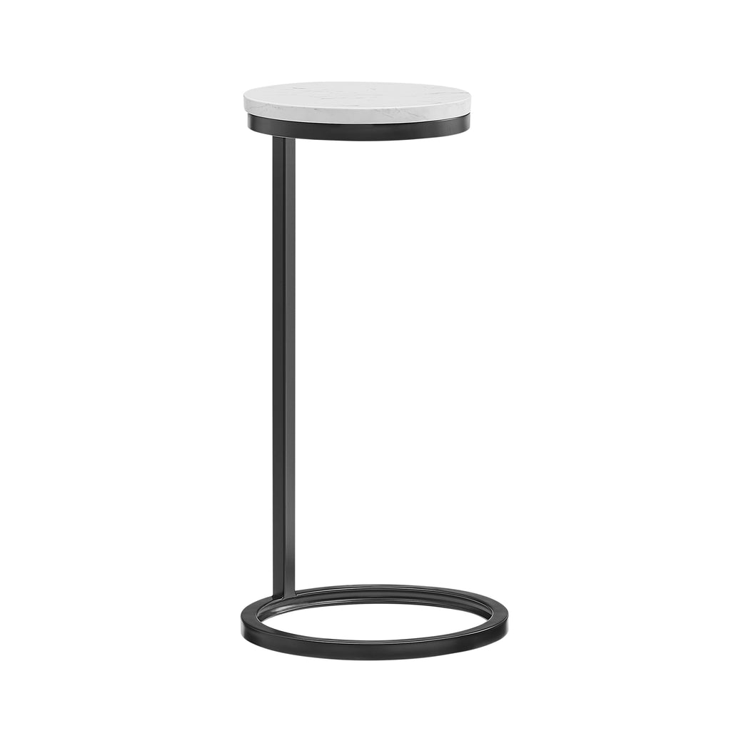 Cerro Round Metal Accent Table with Marble Top