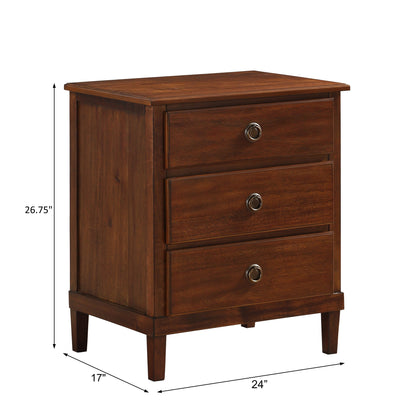 Chamberlin Brown 3-Drawer Nightstand