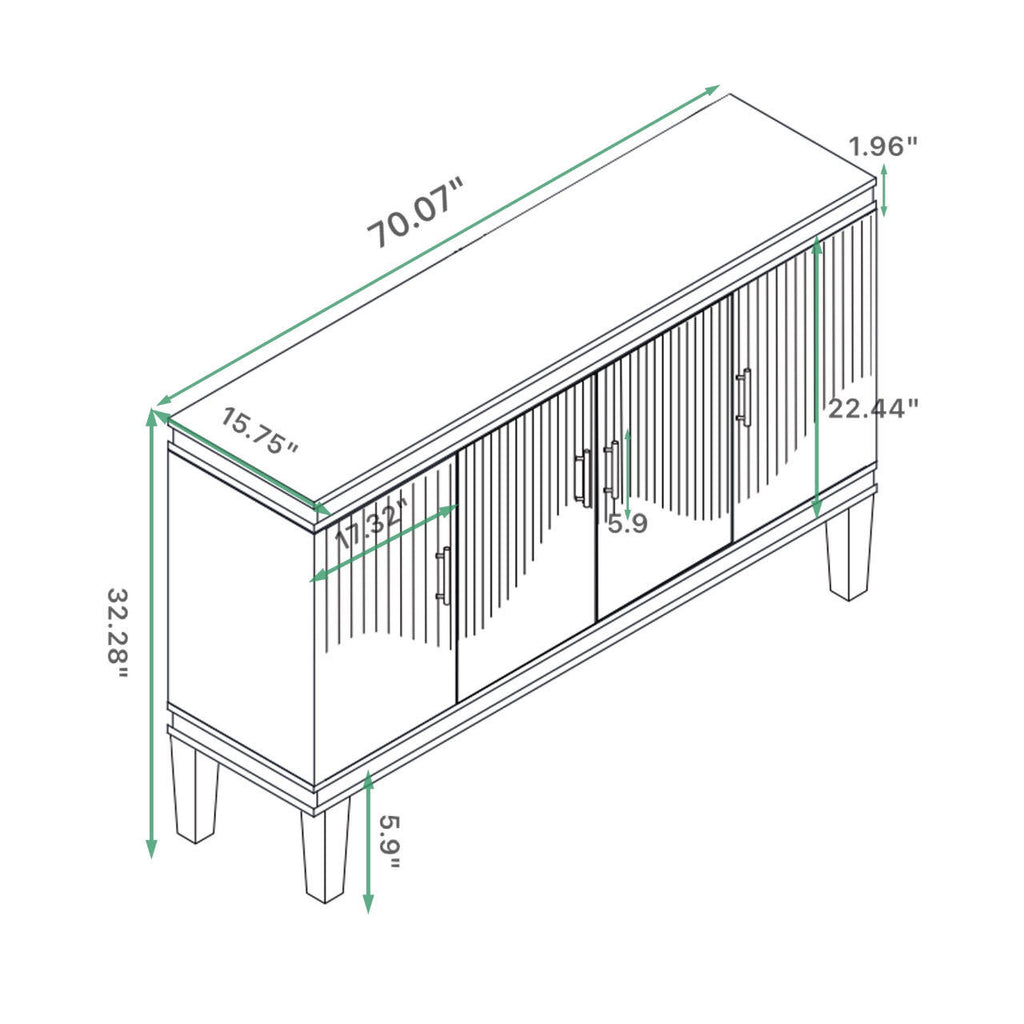 70.07''Large Size 4-Door Cabinet, Same as Living Room, Kitchen, Bedroom, Hallway (Champagne)