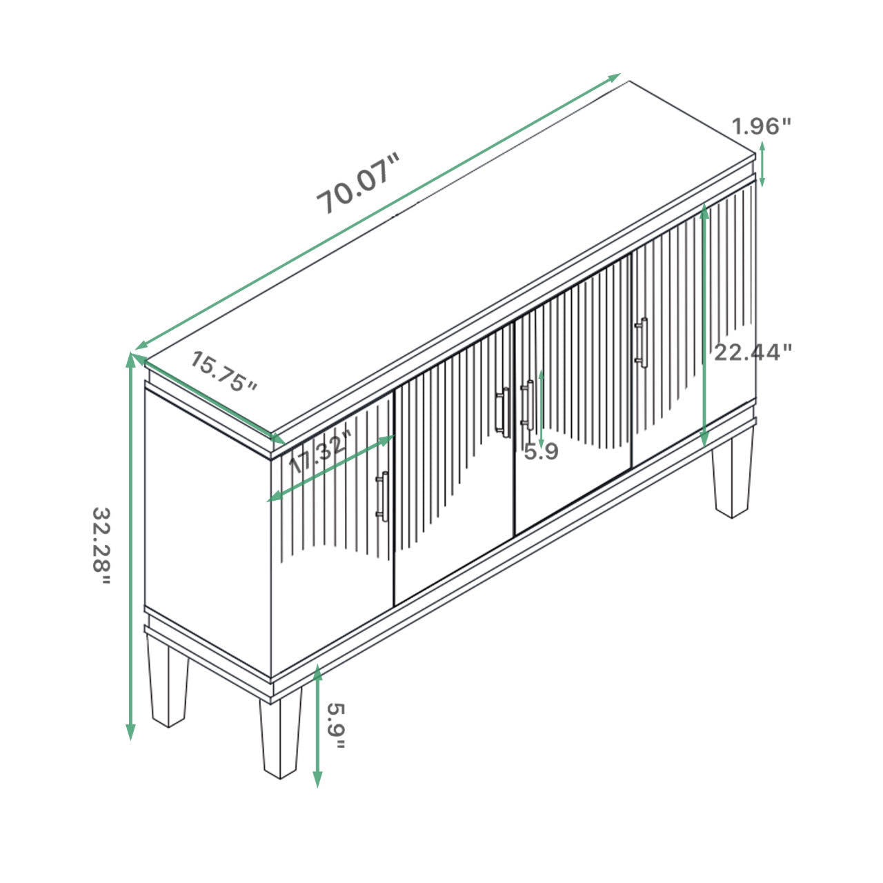 70.07''Large Size 4-Door Cabinet, Same as Living Room, Kitchen, Bedroom, Hallway (Champagne)