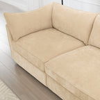 Elegant Chenille Wheat 4-Seater Oversized Sofa with Storage.