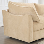 Elegant Chenille Wheat 4-Seater Oversized Sofa with Storage.