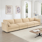 Elegant Chenille Wheat 4-Seater Oversized Sofa with Storage.