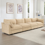 Elegant Chenille Wheat 4-Seater Oversized Sofa with Storage.