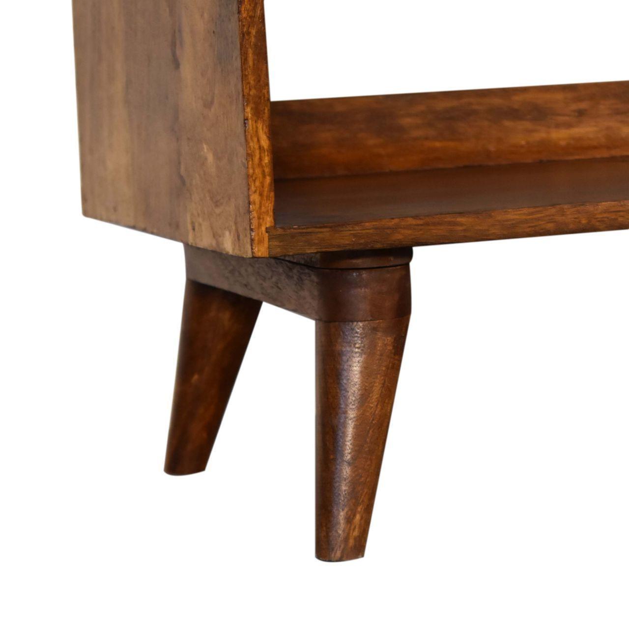 Elegant Chestnut Wood Linen Nordic Storage Bench.