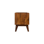 Elegant Chestnut Wood Linen Nordic Storage Bench.