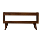 Elegant Chestnut Wood Linen Nordic Storage Bench.