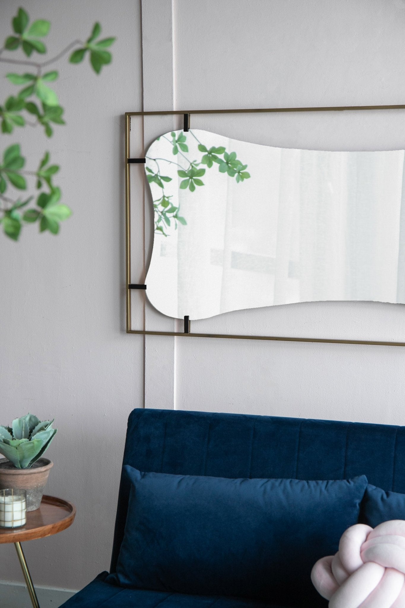 28x1.5x60" Poppy Mirror with Gold Metal Frame Contemporary Design Wall Decor for Bathroom, Entryway - Groovy Boardz