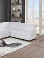 Elegant 4-Pc Sectional Set Milk One Arm Loveseat Corner Wedge Armless Chair Corduroy Upholstered L-Shaped Plush Couch