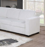 Elegant 4-Pc Sectional Set Milk One Arm Loveseat Corner Wedge Armless Chair Corduroy Upholstered L-Shaped Plush Couch