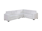 Elegant 4-Pc Sectional Set Milk One Arm Loveseat Corner Wedge Armless Chair Corduroy Upholstered L-Shaped Plush Couch