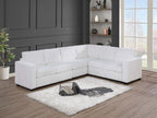 Elegant 4-Pc Sectional Set Milk One Arm Loveseat Corner Wedge Armless Chair Corduroy Upholstered L-Shaped Plush Couch