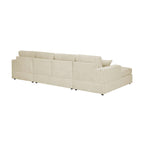3-Piece Corduroy Double-Chaise Sectional Sofa – Cream