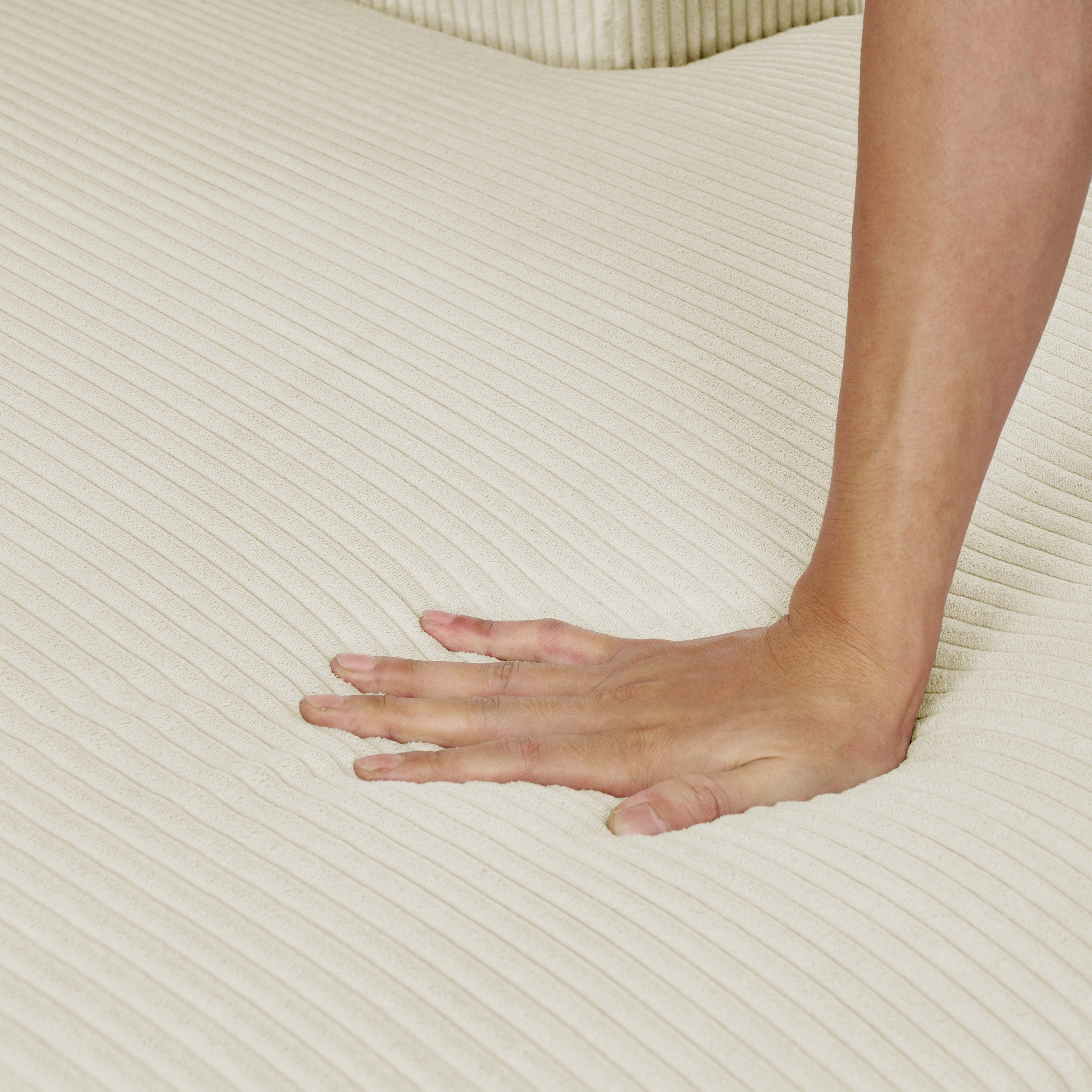 3-Piece Corduroy Double-Chaise Sectional Sofa – Cream