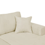 3-Piece Corduroy Double-Chaise Sectional Sofa – Cream