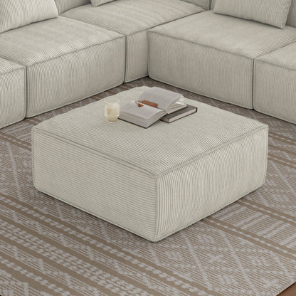 Sectional Sofa Ottoman with Storage, Cream