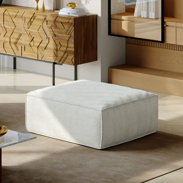 Sectional Sofa Ottoman with Storage, Cream