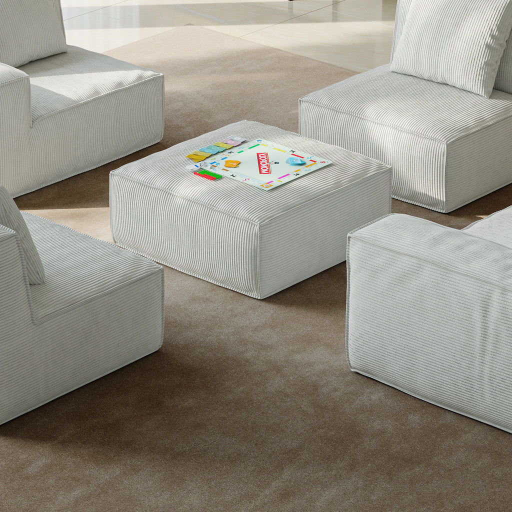 Sectional Sofa Ottoman with Storage, Cream
