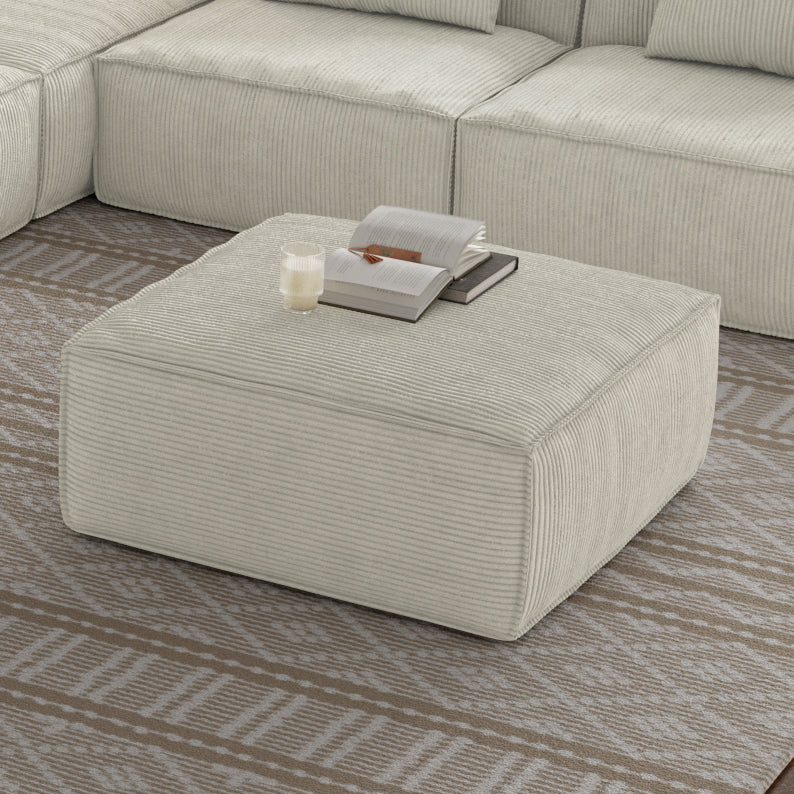 Sectional Sofa Ottoman with Storage, Cream