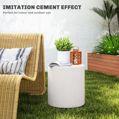 HOMCOM Round Side Table, Lightweight Accent Table with Terrazzo Finish, End Table with 4 Adjustable Feet for Indoor, Outdoor, Cream White