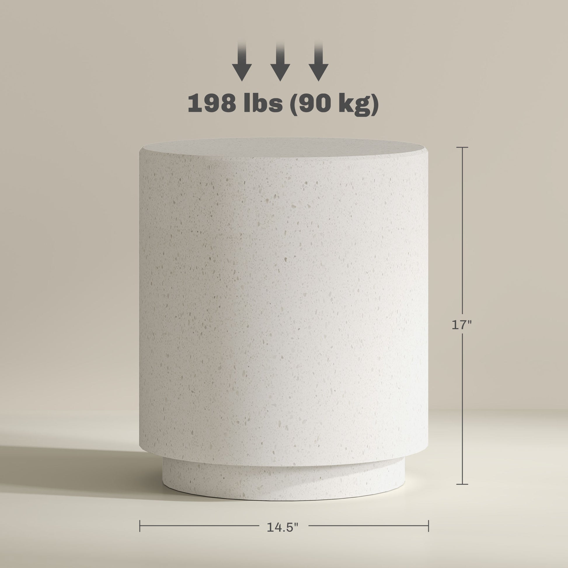 HOMCOM Round Side Table, Lightweight Accent Table with Terrazzo Finish, End Table with 4 Adjustable Feet for Indoor, Outdoor, Cream White