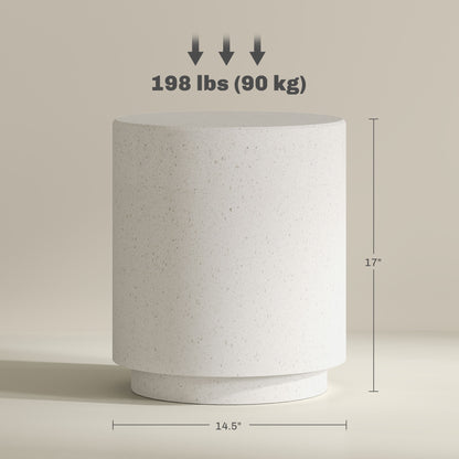 HOMCOM Round Side Table, Lightweight Accent Table with Terrazzo Finish, End Table with 4 Adjustable Feet for Indoor, Outdoor, Cream White