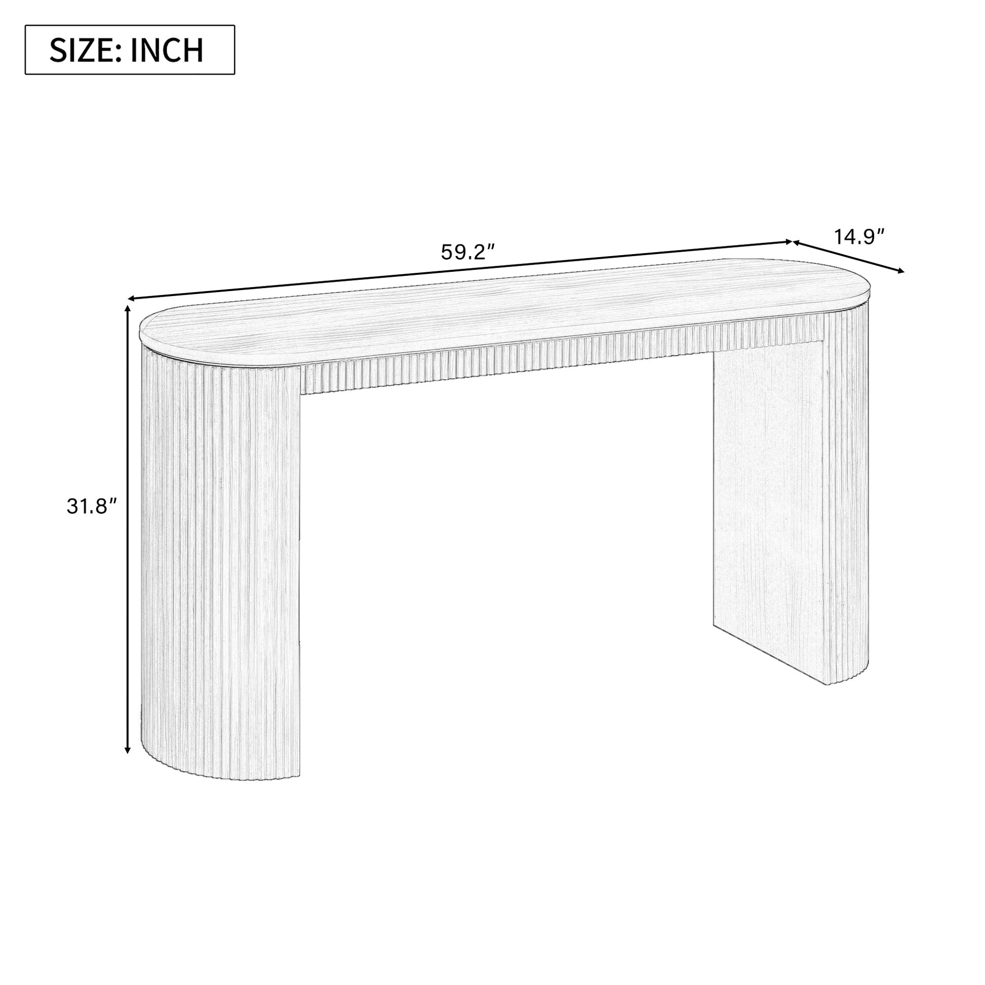 U_STYLE Curved Design Console Table with Unique Vertical Stripe Design ,Suitable for Living Room,Study and Entrance