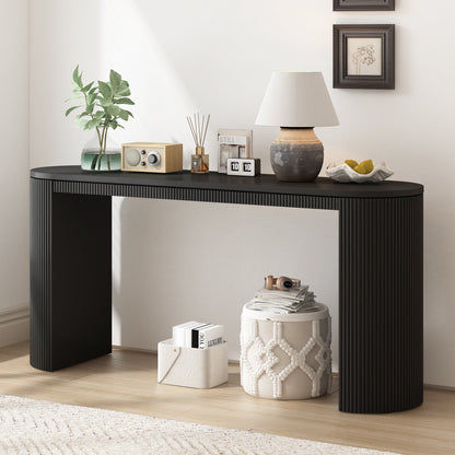 U_STYLE Curved Design Console Table with Unique Vertical Stripe Design ,Suitable for Living Room,Study and Entrance
