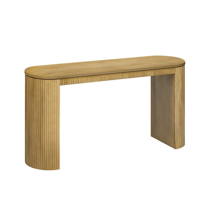 U_STYLE Curved Design Console Table with Unique Vertical Stripe Design ,Suitable for Living Room,Study and Entrance