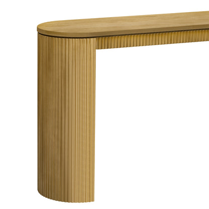U_STYLE Curved Design Console Table with Unique Vertical Stripe Design ,Suitable for Living Room,Study and Entrance