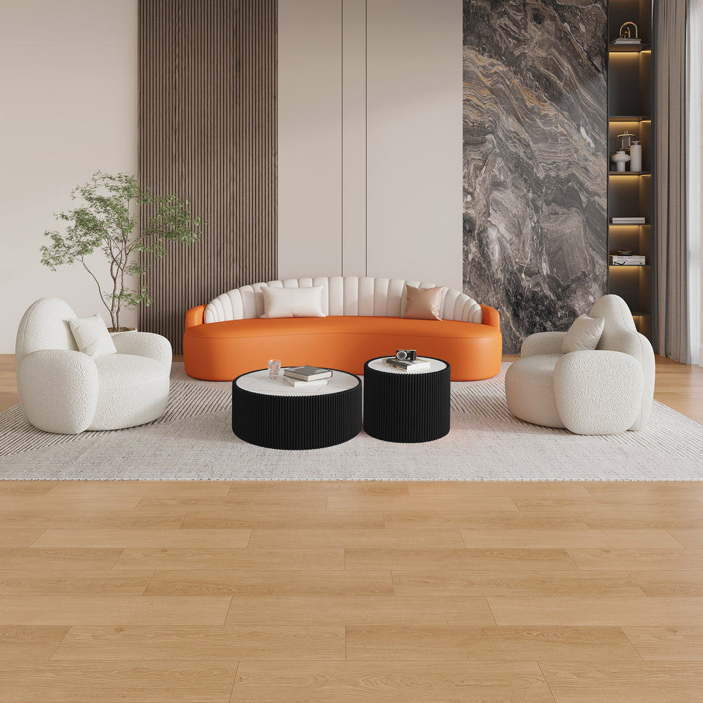 Light Marble Top Cylinder Shape Leather End modern Sofa Table for Living Room furniture End Table