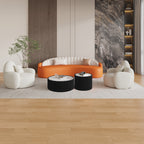 Light Marble Top Cylinder Shape Leather End modern Sofa Table for Living Room furniture End Table