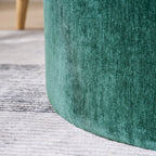 2-Piece Set Round Chenille Storage Ottoman, Equipped with a Drum Shaped Small Stool, Storage Space, and MDF Made Desktop Panel (Dark Green23.62"x23.62"x16.53")